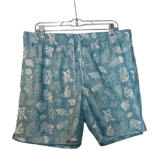 Goodfellow & Co Men's Swim Trunks Ocean Print Size Large Light Blue Summer - Picture 1 of 8